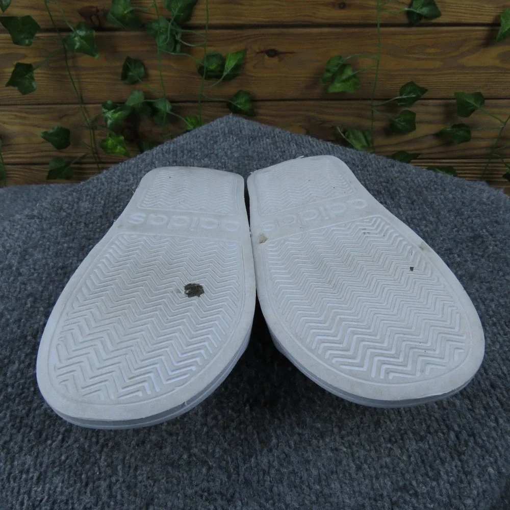 Adidas Adilette Cloudfoam Plus Slides Men's White Black Stripe‎ Size 6